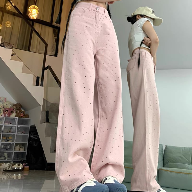 キラキラストーンピンクパンツ | ecrea