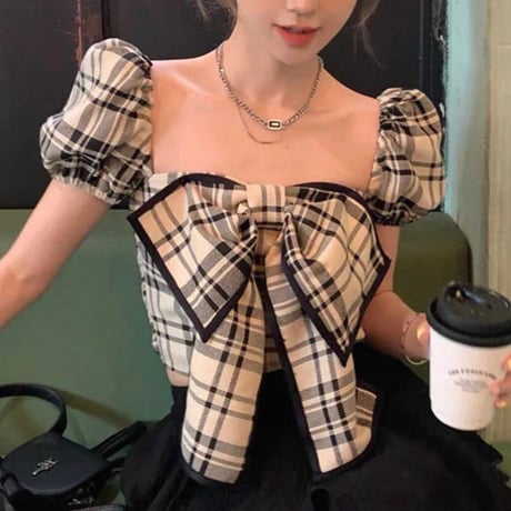 らむめろ様ご着用♡Check Big Ribbon Top