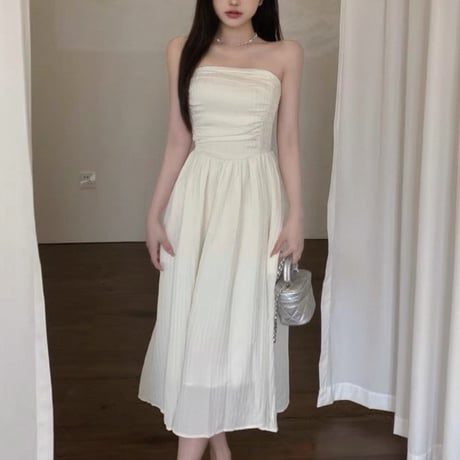 Shirring Tube Flare Dress 2色