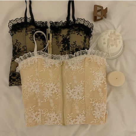 lace fastener camisole 2色
