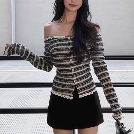 Tweed Off-Shoulder Top