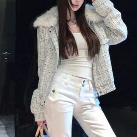 Tweed Fur Collar Short Jacket