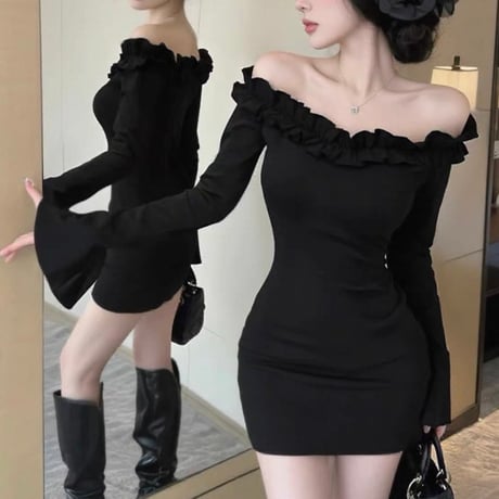 Off Shoulder Frill Mini Onepiece