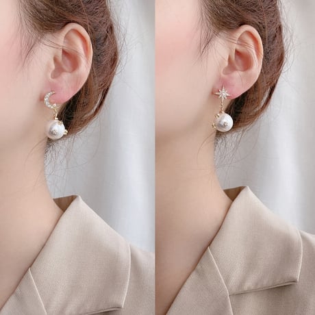 パール moon＆star ピアス