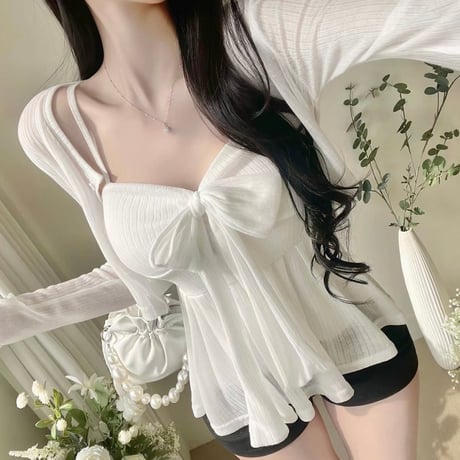 Sheer Ribbon Bustier Top