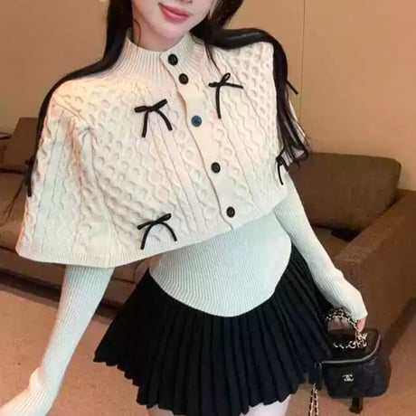 リボンケープ付きトップス