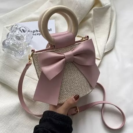 立体リボンstraw bag 2色
