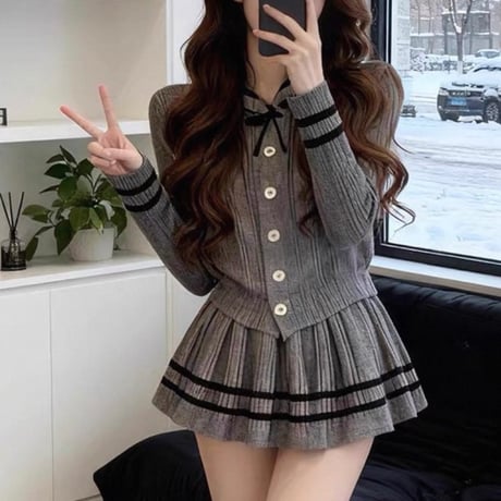 Ribbon Knit Cardigan Set