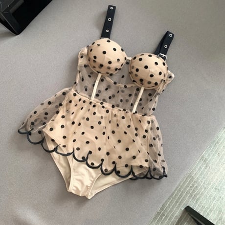 dot scallop swim wear