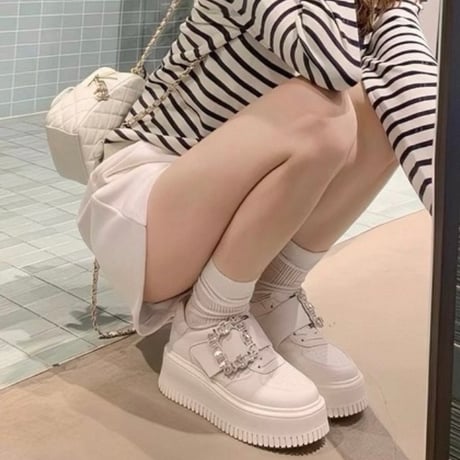 Crystal Buckle Platform Sneakers
