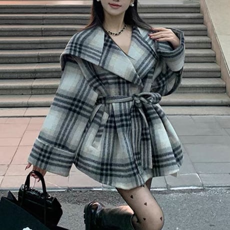 big color plaid coat