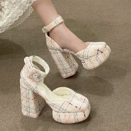 mix color tweed pumps
