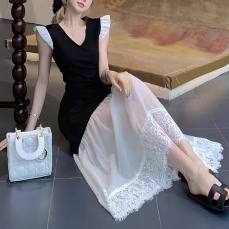 Lace Hem Layered Dress