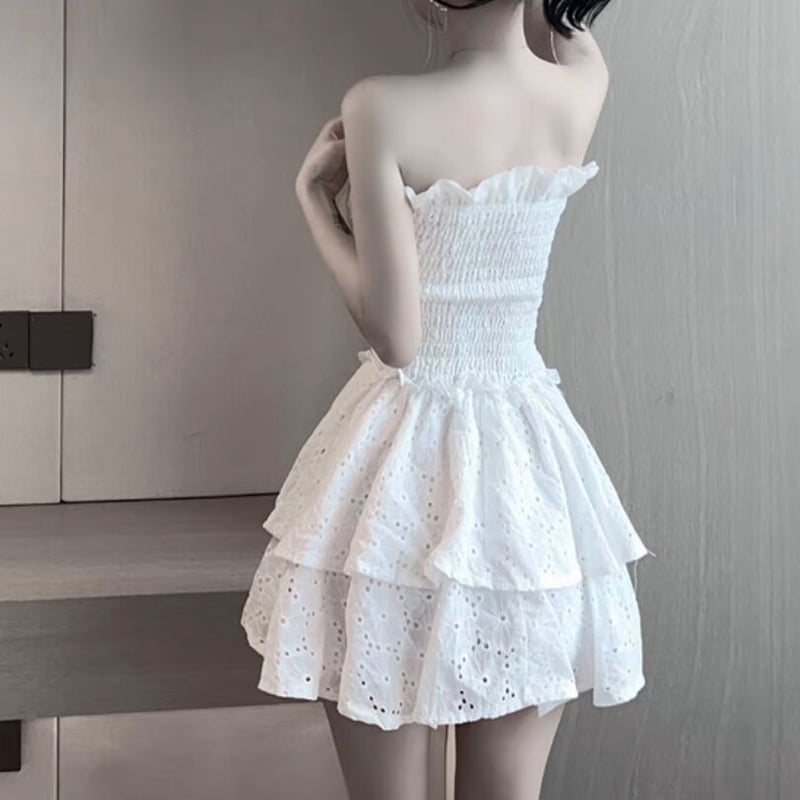 SHARESPIRIT　12AWレース総柄プリント ベアトップワンピ HYDE SHARESPIRIT 12AWレース総柄プリント ベアトップワンピ HYDE