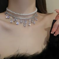 perl drop stone necklace