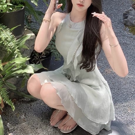 Layer Frill Chiffon Dress