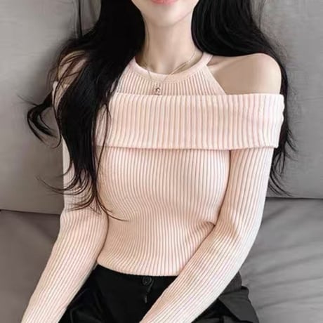 Soft Rib Off Shoulder Knit Top 3色