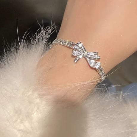 Crystal silver ribbon accessory 3種