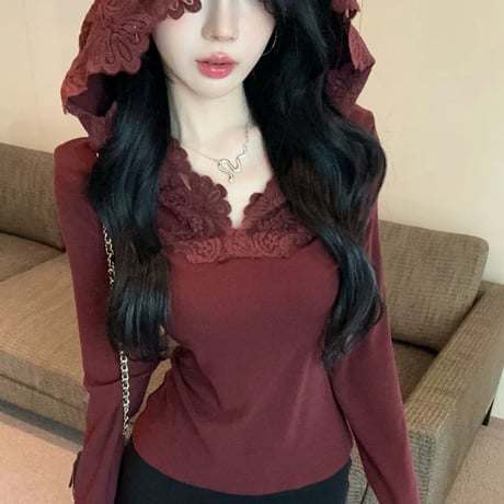 lace フーディートップス 2色