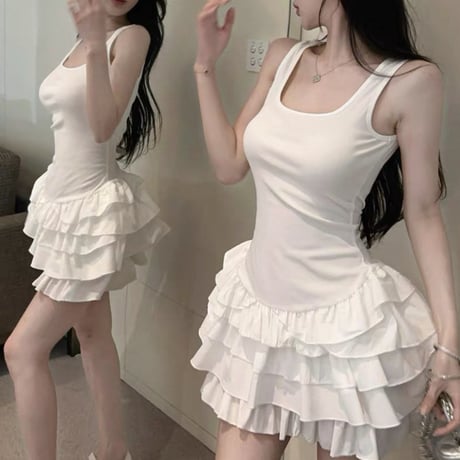 Ruffle Hem Mini Dress 2色