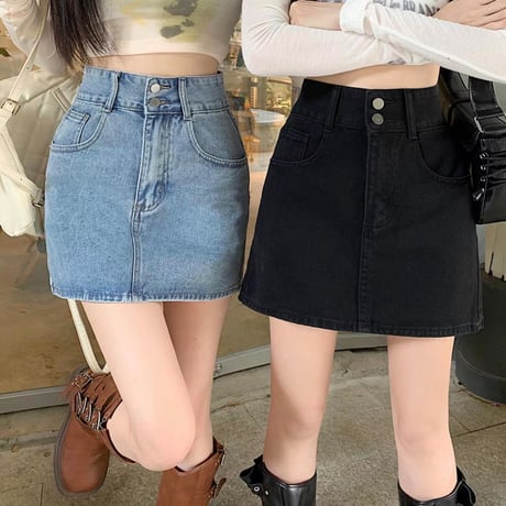 ハートデザイン denim スカート 2色