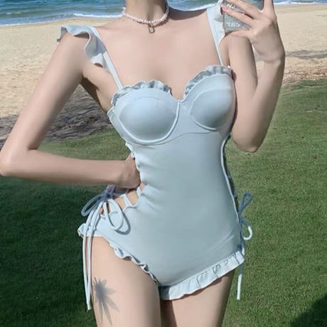 laceup color swim wear 2色