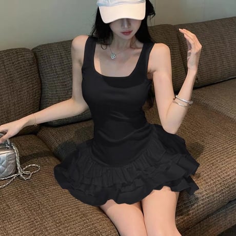 Ruffle Hem Mini Dress 2色