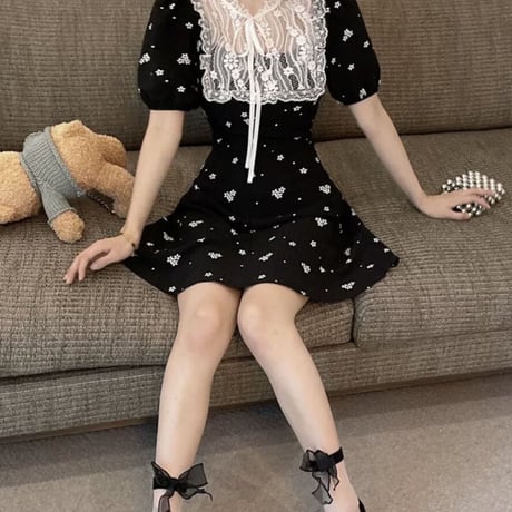 lace＆flower monotone op