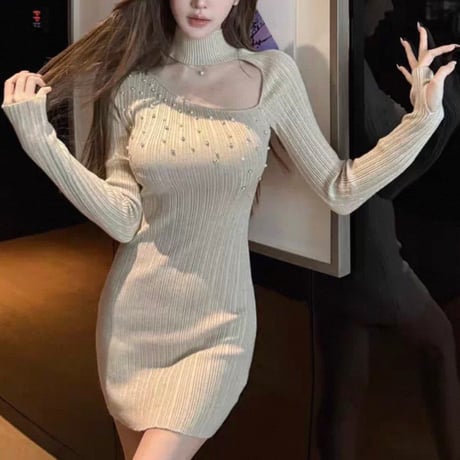 Bijou Knit Mini Onepiece 2色