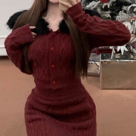 fur casual knit セットアップ 2色