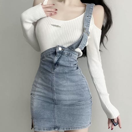 愛咲マリン様ご着用♡one suspender denim skirt