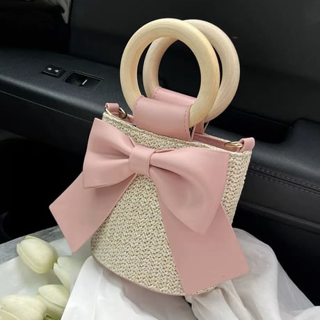 立体リボンstraw bag 2色