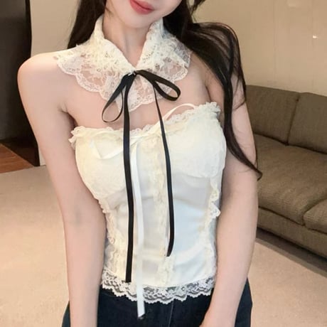 Lace collar bare top