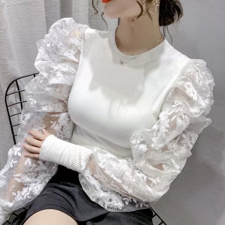 ゆりな様ご着用flower 切り替え トップス 2色