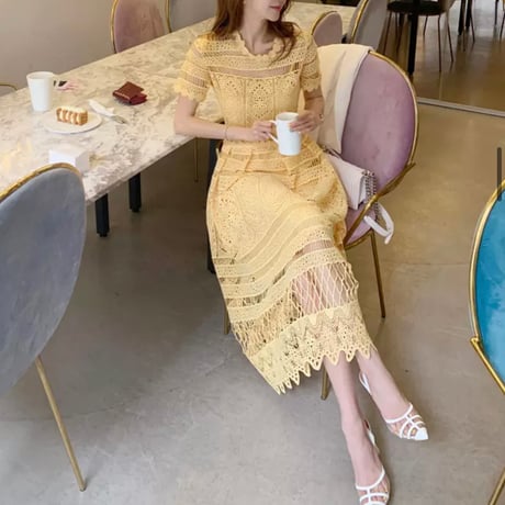 愛瀬椿様ご着用yellow crochet onepiece