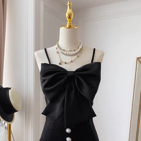 front ribbon mini camisole 3色