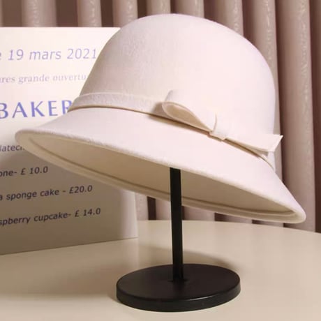 simple ribbon hat 2色