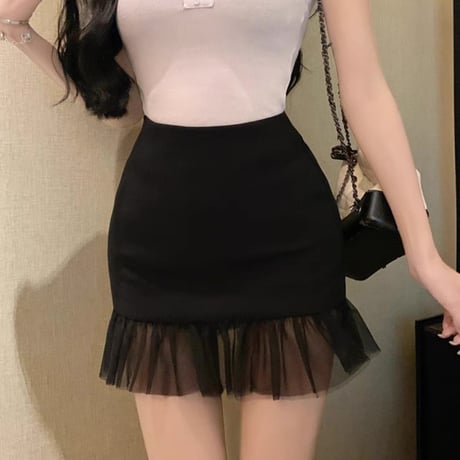 シアー裾フリルスカート