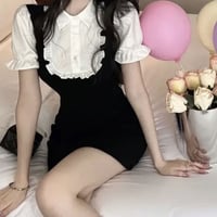 monotone girly 半袖ワンピ