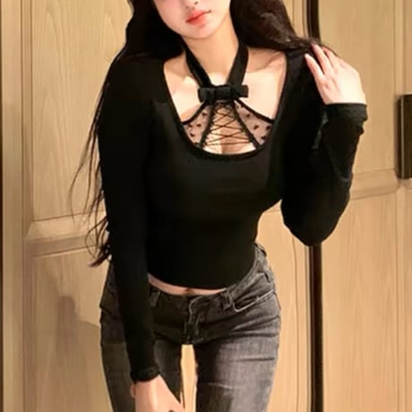 lace up heart tops 3色