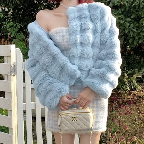 みむちゃん様ご着用♡Blue croissant far design coat