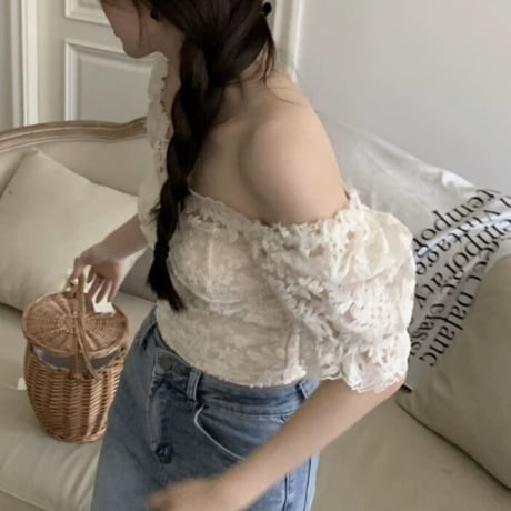 Flower lace mini tops