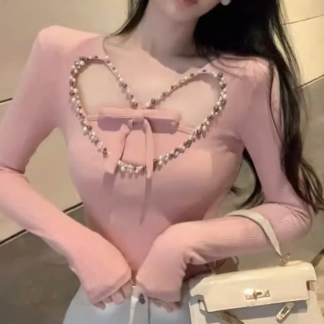 寿リリカ様ご着用♡ビジューリボントップス3色