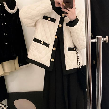 キルティングバイカラーダウン