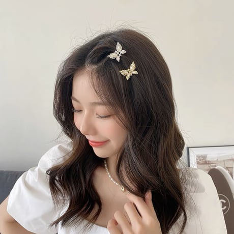 バタフライヘアクリップゴールド＆シルバー4個セット