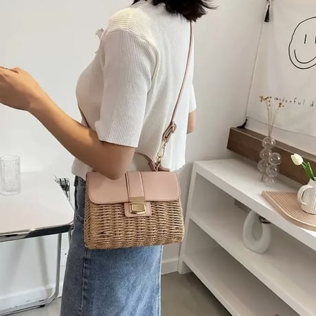 pink straw bag