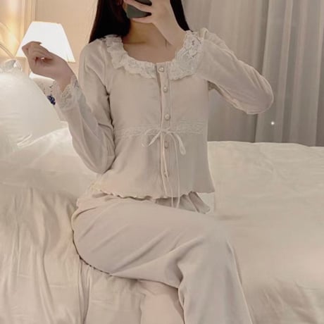 Lace Ribbon Roomwear Set 2色