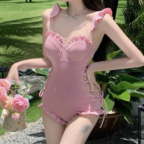 laceup color swim wear 2色