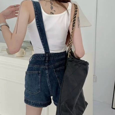 デニムサスペンダーショートパンツ