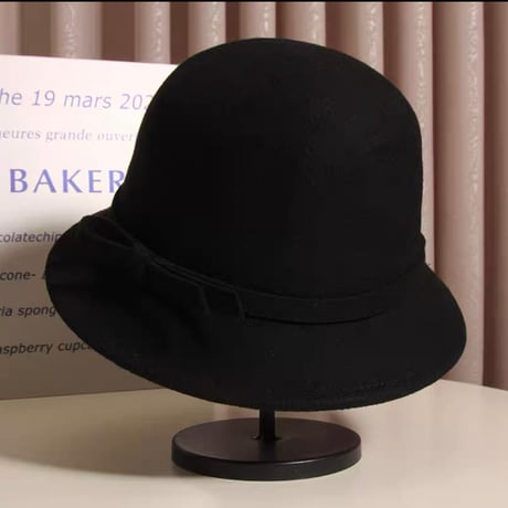 simple ribbon hat 2色